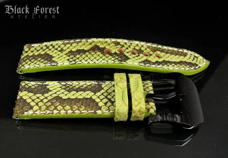 Handgefertigtes Uhrenarmband 24mm/24mm aus echtem Pythonleder in Naturfarbe PY02 – Bild 4